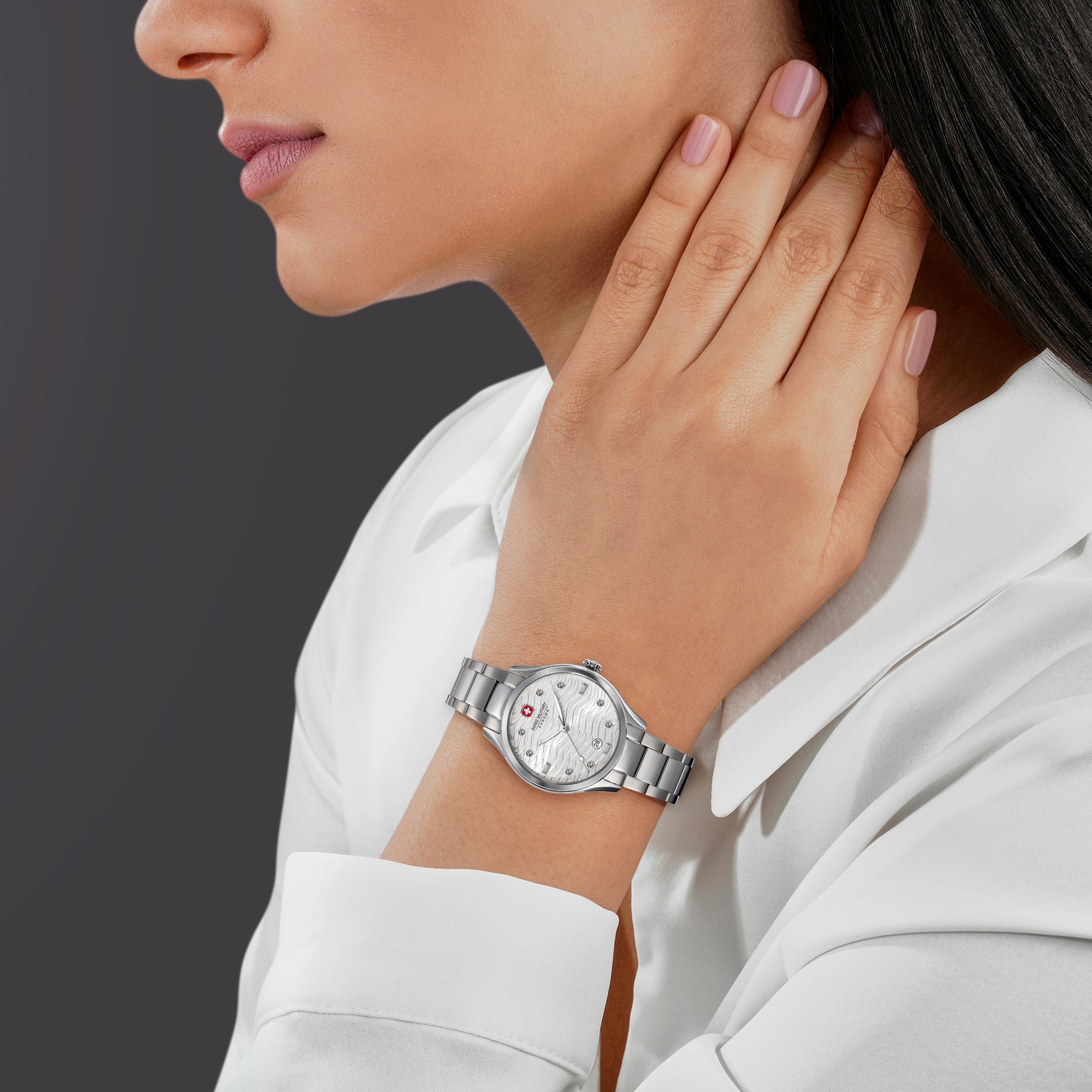 SMWLH0005301 Swiss Made Men's Watch with Silver White Dial & Silver Stainless Steel Bracelet