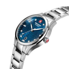 SMWLH0005302 Swiss Made Men's Watch with Blue Dial & Silver Stainless Steel Bracelet