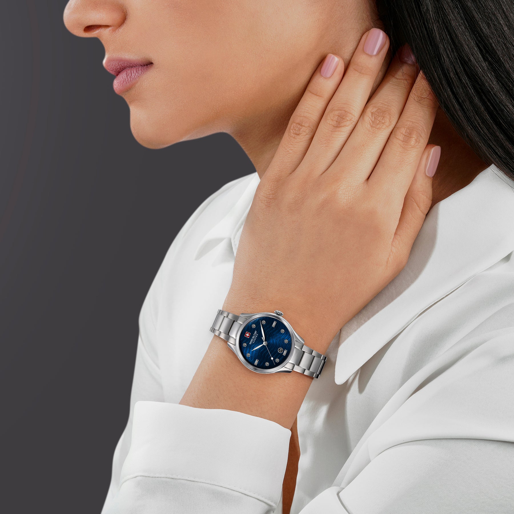 SMWLH0005302 Swiss Made Men's Watch with Blue Dial & Silver Stainless Steel Bracelet