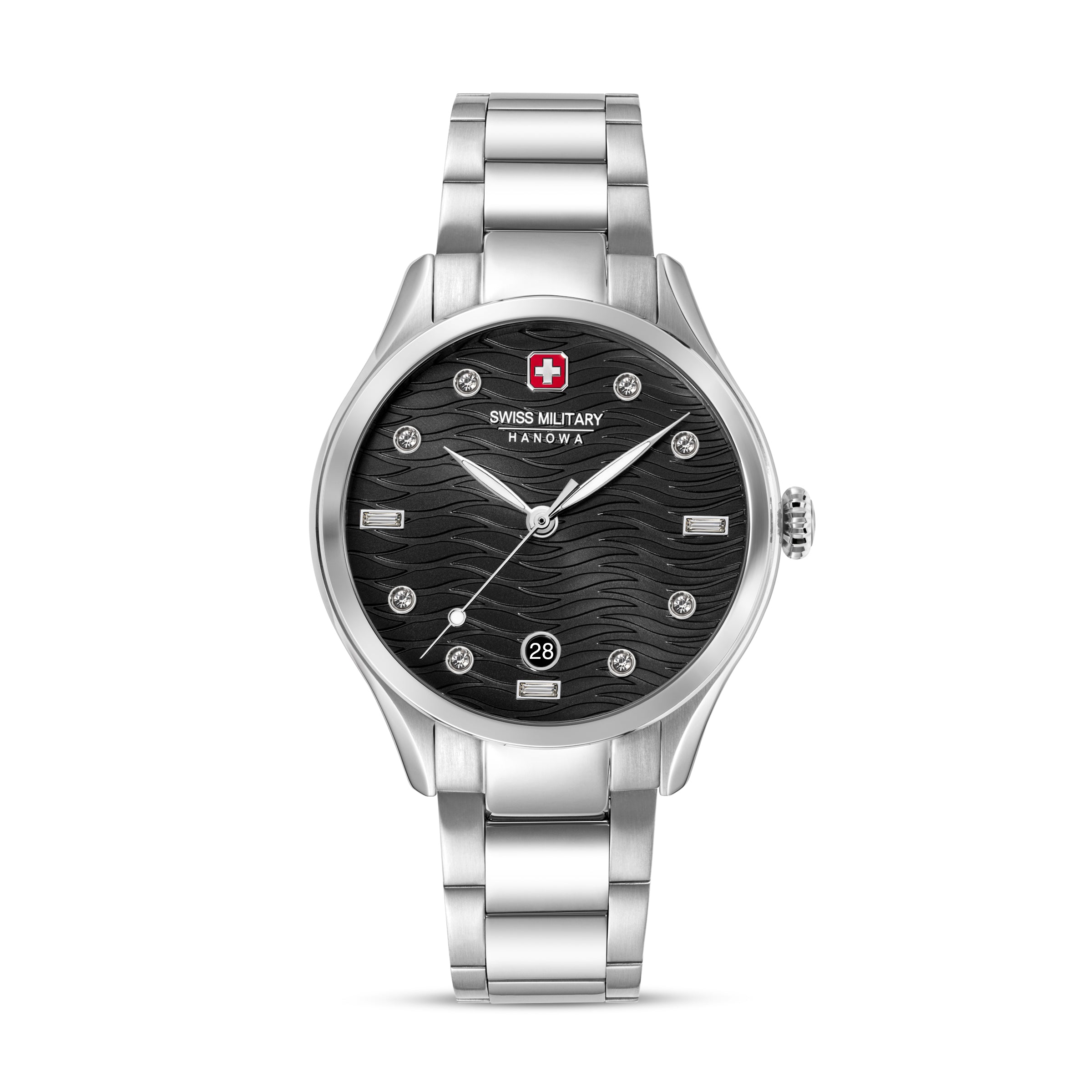 SMWLH0005303 Swiss Made Men's Watch with Black Dial & Silver Stainless Steel Bracelet