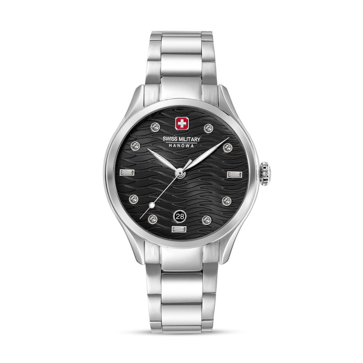 SMWLH0005303 Swiss Made Men's Watch with Black Dial & Silver Stainless Steel Bracelet