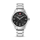 SMWLH0005303 Swiss Made Men's Watch with Black Dial & Silver Stainless Steel Bracelet