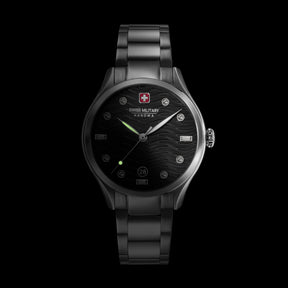 SMWLH0005303 Swiss Made Men's Watch with Black Dial & Silver Stainless Steel Bracelet