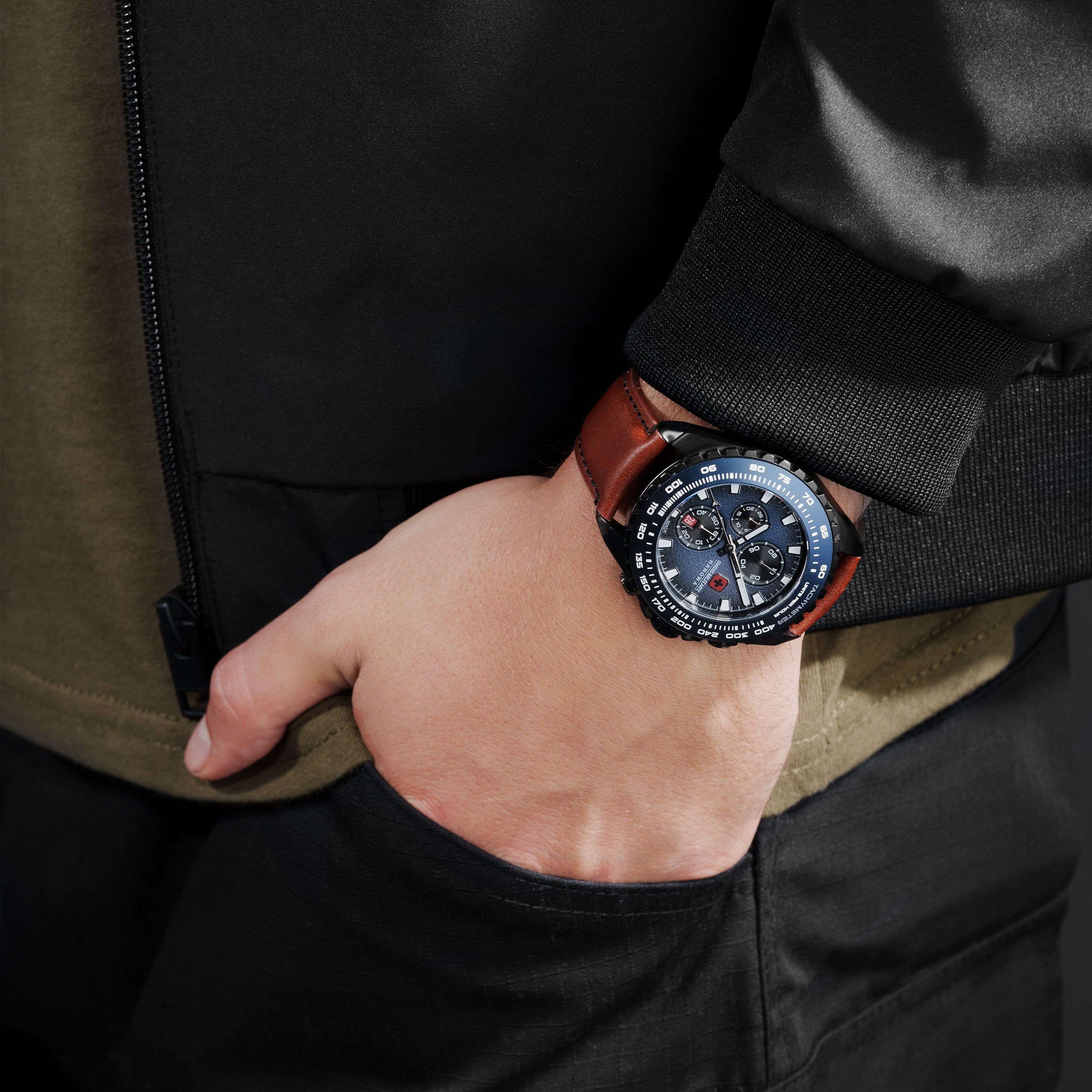 SWISS MILITARY HANOWA STONE MARTEN BLUE ROUND DIAL ANALOG WATCH FOR Men's SMWGC0001831