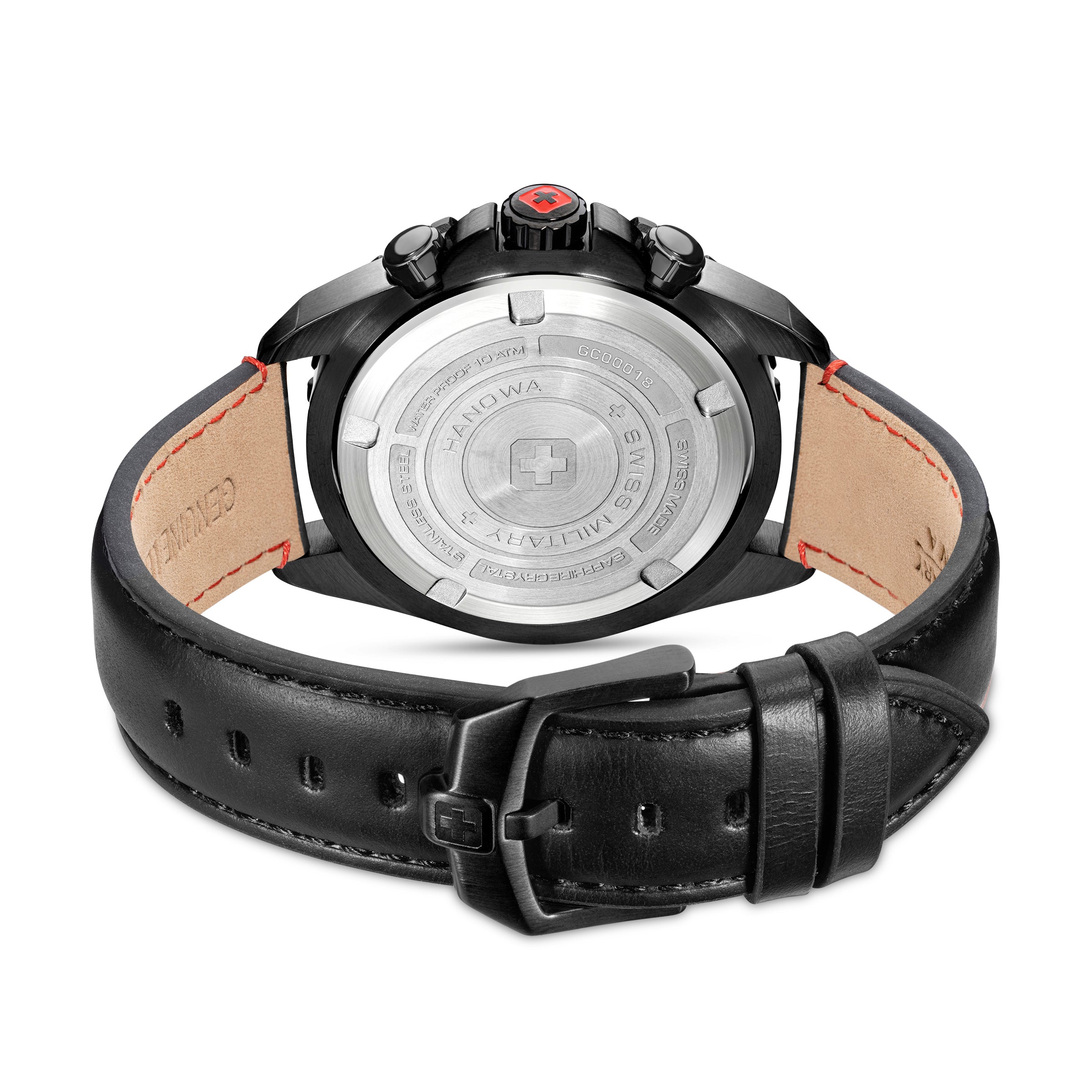 SWISS MILITARY HANOWA STONE MARTEN BLACK ROUND DIAL ANALOG WATCH FOR Men's SMWGC0001832