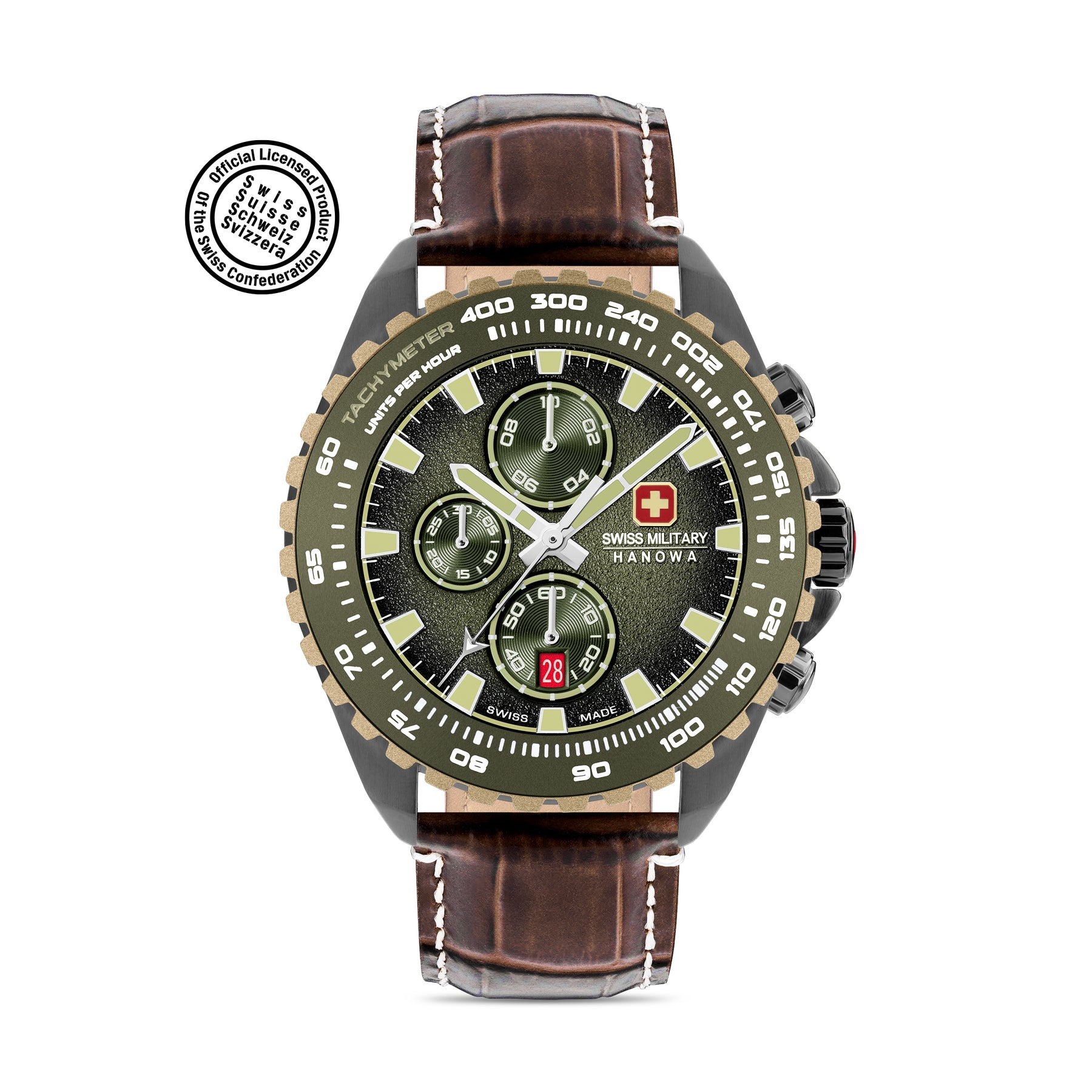 SWISS MILITARY HANOWA STONE MARTEN OLIVE ROUND DIAL ANALOG WATCH FOR Men's SMWGC0001840