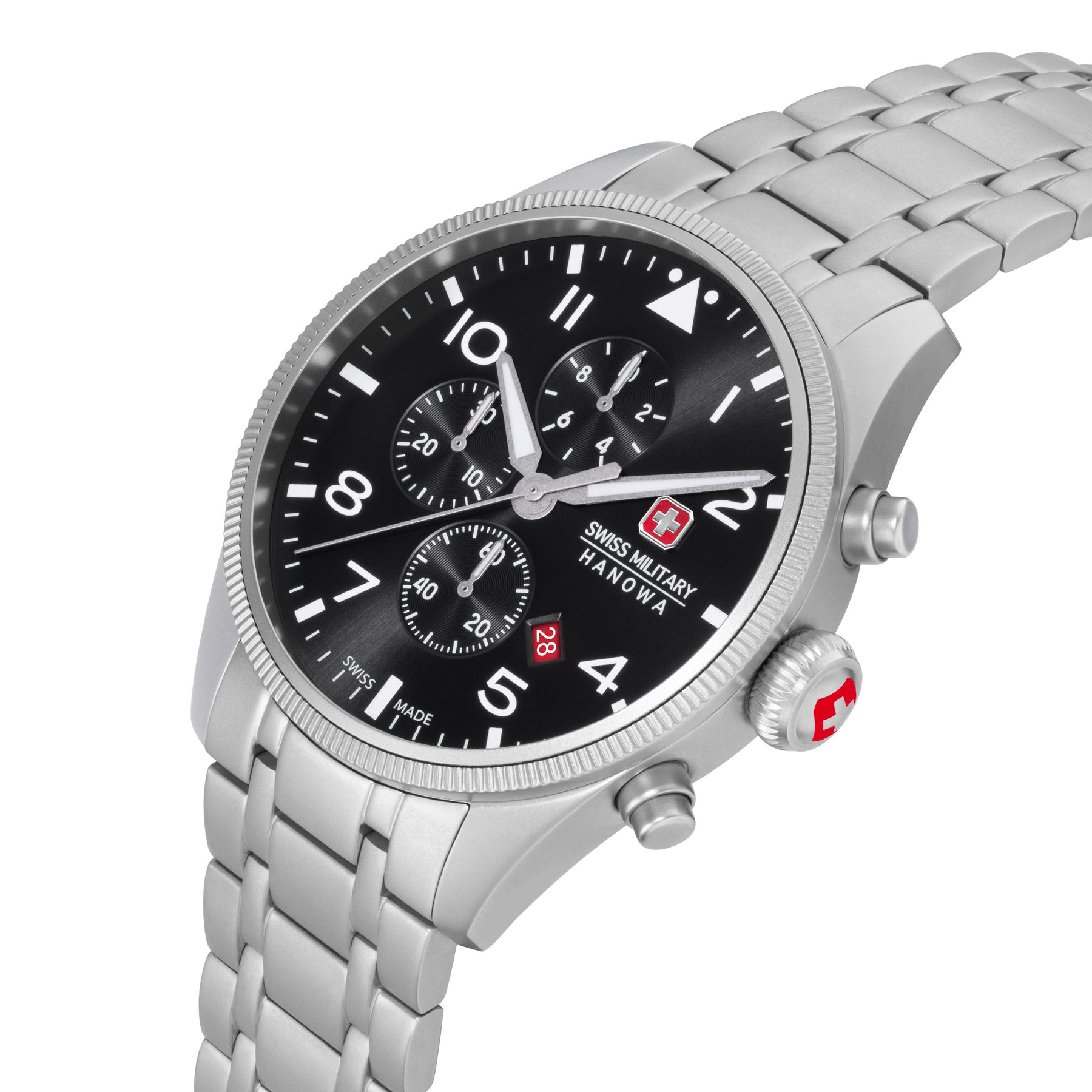 SWISS MILITARY HANOWA THUNDERBOLT CHRONO BLACK ROUND DIAL ANALOG WATCH FOR Men's SMWGI0000405