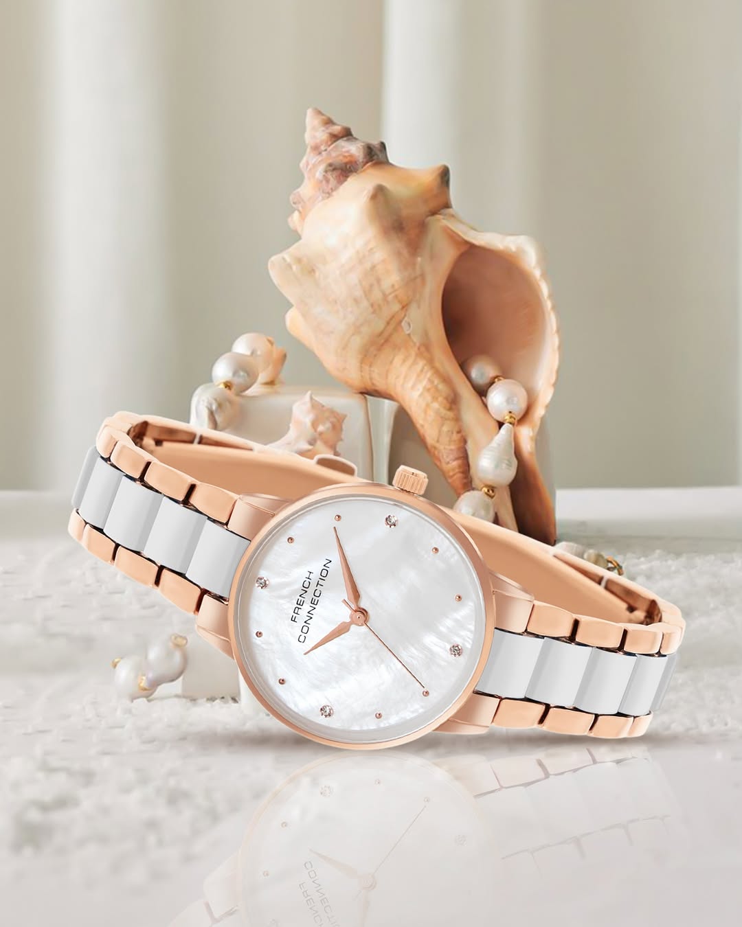 French Connection White Dial  Analog Watch for Women's - FCB10GM