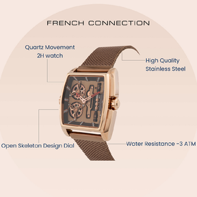 French connection Barrel Brown Tonneau Dial Mens Analogue Watch FCM02BRM