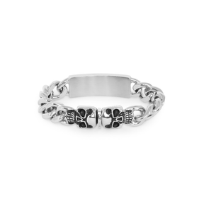 Police Bracelet With Rectangular Pattern Design For Men - PJ.24695BSS/01-S