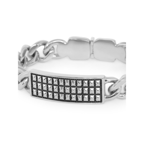 Police Bracelet With Rectangular Pattern Design For Men - PJ.24695BSS/01-S