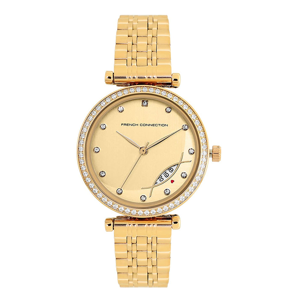 French Connection Spring-Summer 2021 Analog Gold Dial Women's Watch-FCP26GM