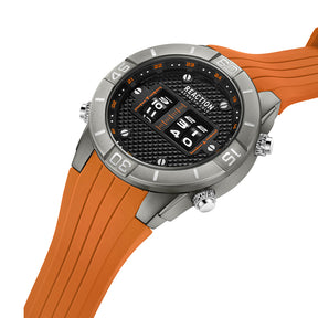 Kenneth Cole Reaction Chronograph Black Orange Silicon Strap Sports Wear Watch for Men's - KRWGQ9006003