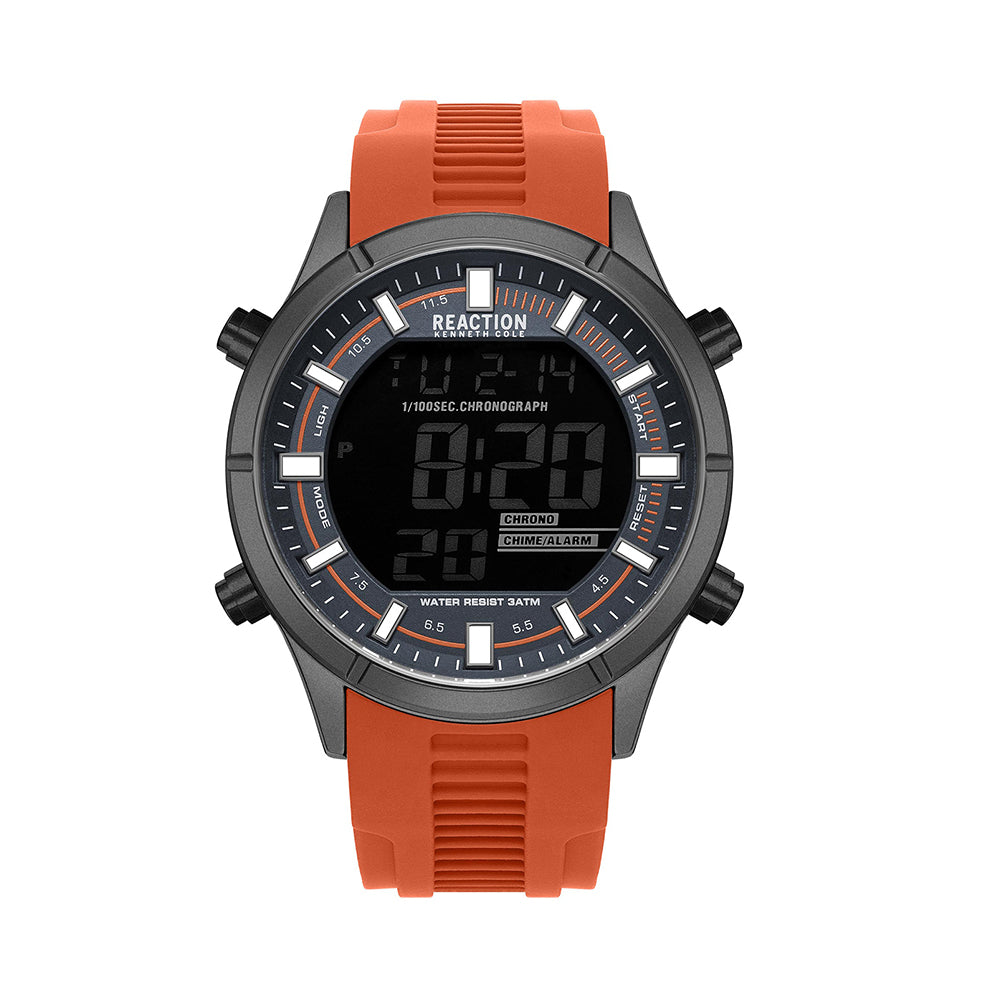 Kenneth Cole Reaction Analog Digital Orange Silicon Strap Casual Watch for Men's - KRWGP9006303