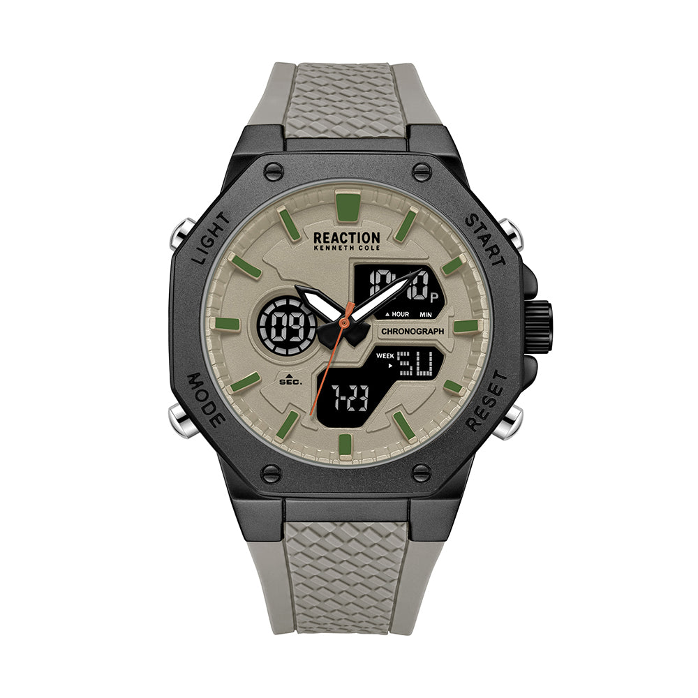 Kenneth Cole Reaction Analog Digital Grey Silicon Strap Sports Wear Watch for Men's - KRWGP9005703