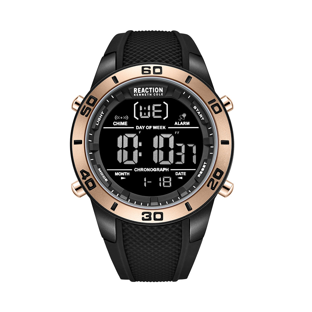 Kenneth Cole Reaction Analog Digital Black Silicon Strap Sports Wear Watch for Men's - KRWGP2191305