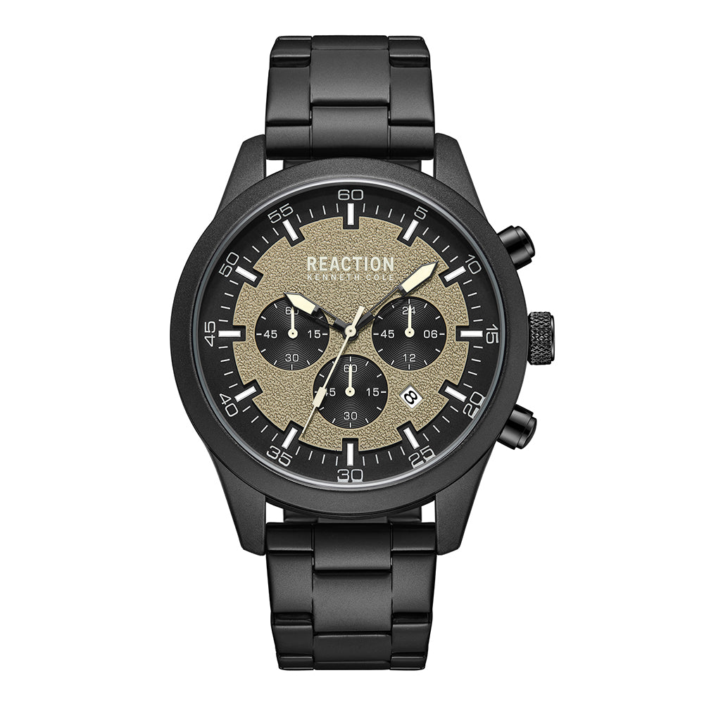 Kenneth Cole Reaction Chronograph Grey Black Stainless Steel Bracelet Casual Watch for Men's - KRWGI9005406