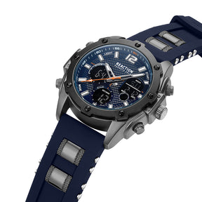 Kenneth Cole Reaction Analog Digital Blue Silicon Strap Sports Wear Watch for Men's - KRWGP9006702