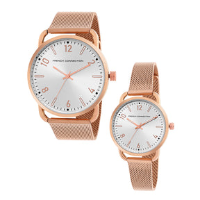 French Connection Rose Gold Pair Watch-FCN00011C
