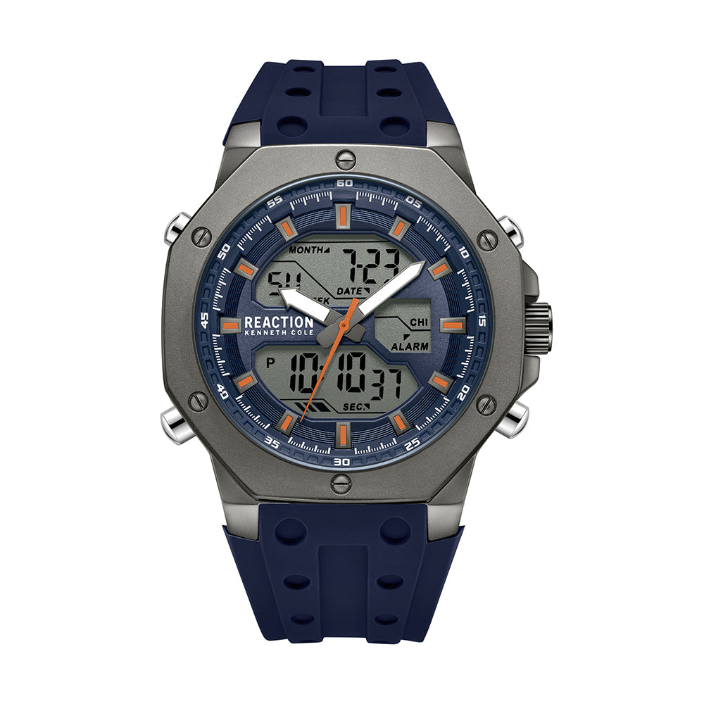 Kenneth Cole Reaction Analog Digital Black Silicon Strap Casual Watch for Men's - KRWGP9005601