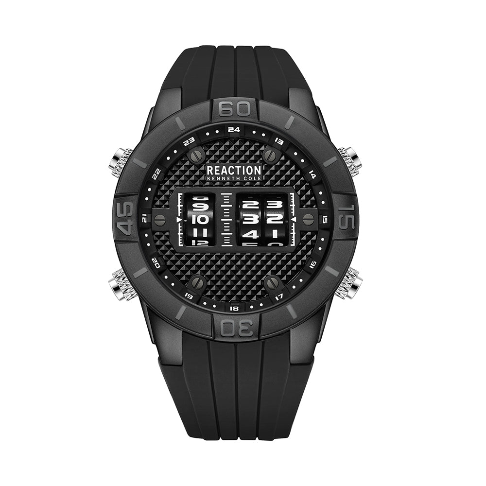 Kenneth Cole Reaction Chronograph Black Black Silicon Strap Sports Wear Watch for Men's - KRWGQ9006002