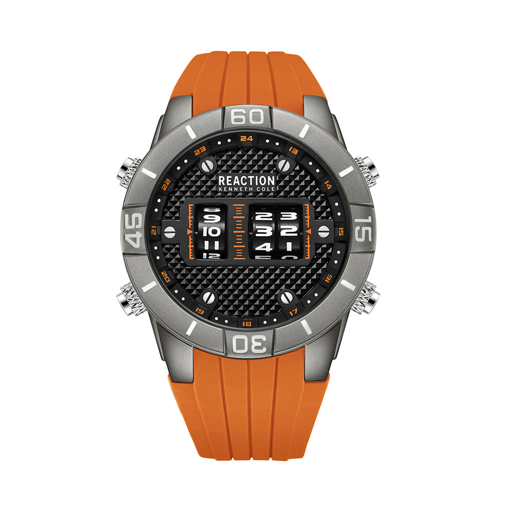 Kenneth Cole Reaction Chronograph Black Orange Silicon Strap Sports Wear Watch for Men's - KRWGQ9006003