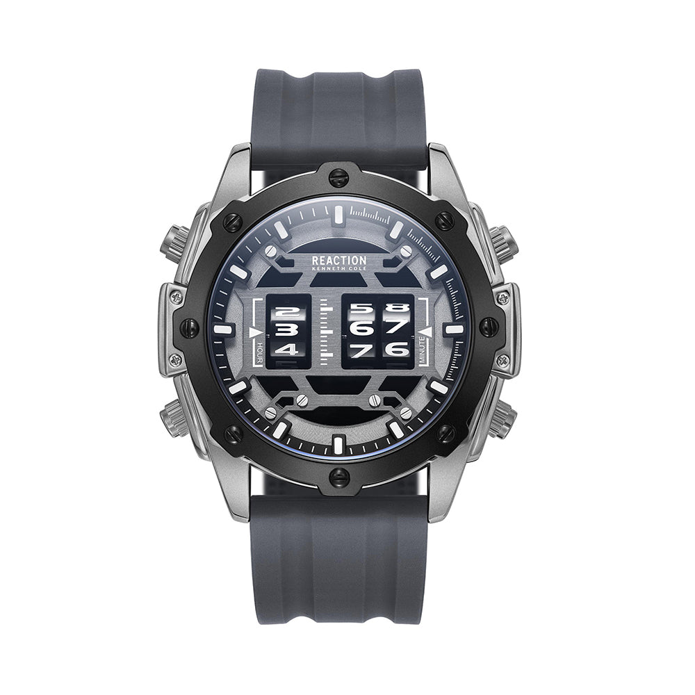 Kenneth Cole Reaction Chronograph Gun Grey Silicon Strap Sports Wear Watch for Men's - KRWGQ9006902
