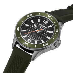 Kenneth Cole Reaction 3 Hands Black Dial Green Silicon Strap Sports Wear Watch for Men's - KRWGM9007101