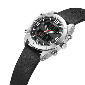 Kenneth Cole Reaction Analog Digital Black Synthetic Leather Strap Sports Wear Watch for Men's - KRWGD9005503