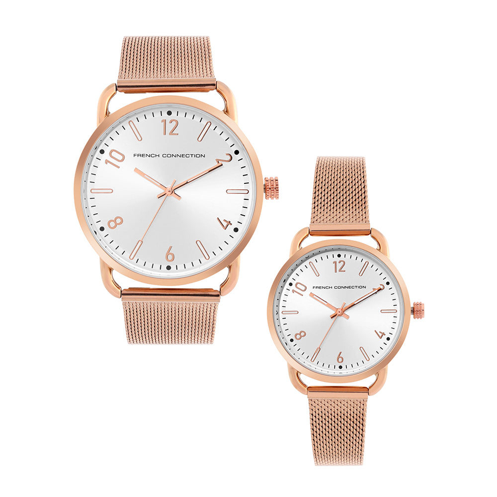 French Connection Rose Gold Pair Watch-FCN00011C