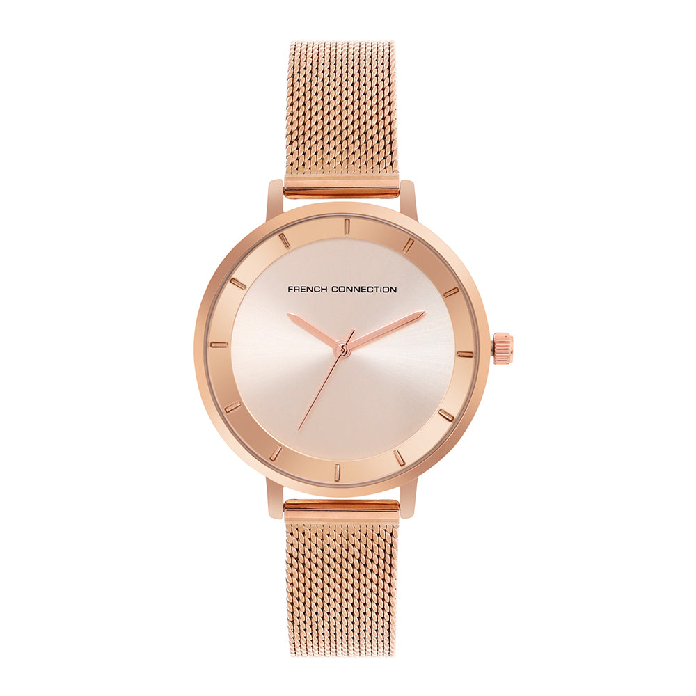 French Connection Rose Gold Dial Women's Watch-FCN00016B