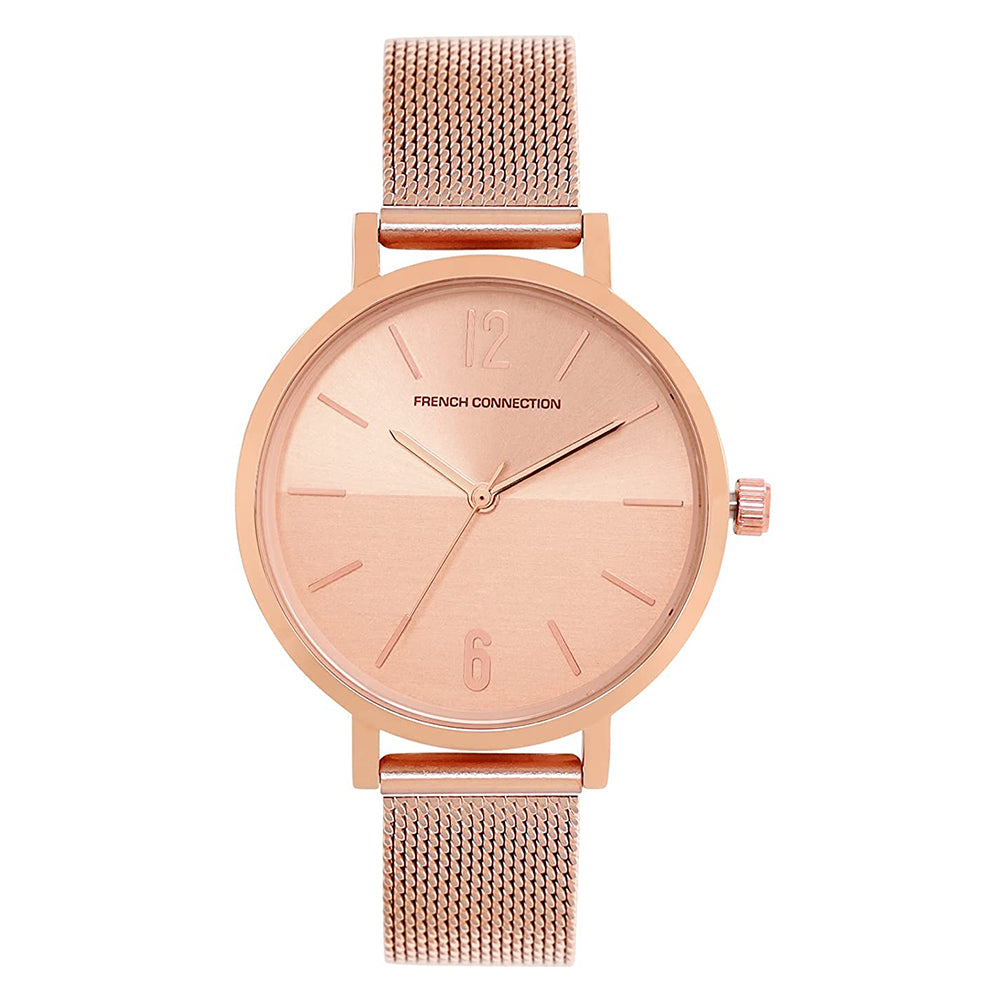 French Connection Rose Gold Analogue Watch for Women - FC007RGM