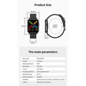 French Connection Black Unisex Smart watch F7-E