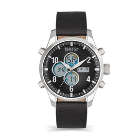 Kenneth Cole Reaction Analog Digital Men Black Leather Strap Neo KRWGD2191803