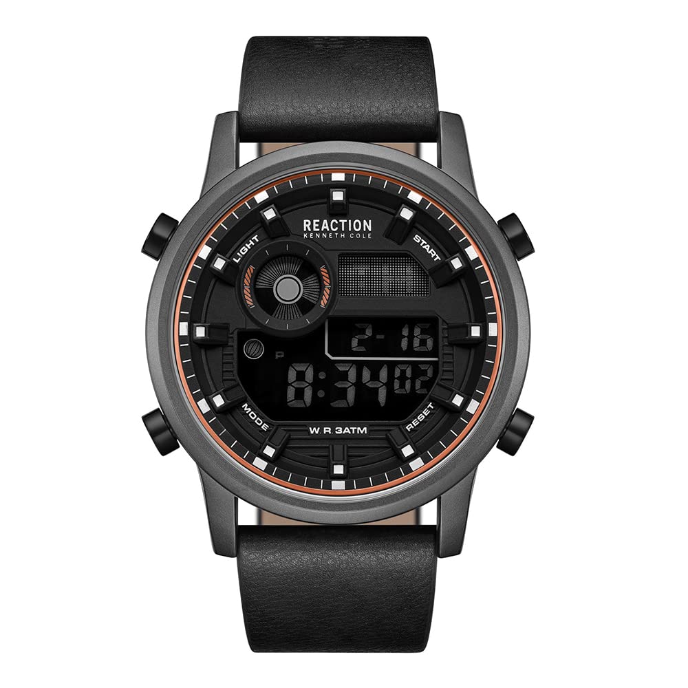 Kenneth Cole Reaction Analog Digital Black Synthetic Leather Strap Casual Watch for Men's - KRWGD9006402