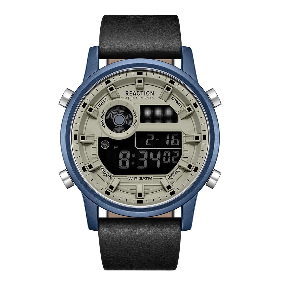 Kenneth Cole Reaction Analog Digital Blue Synthetic Leather Strap Casual Watch for Men's - KRWGD9006403