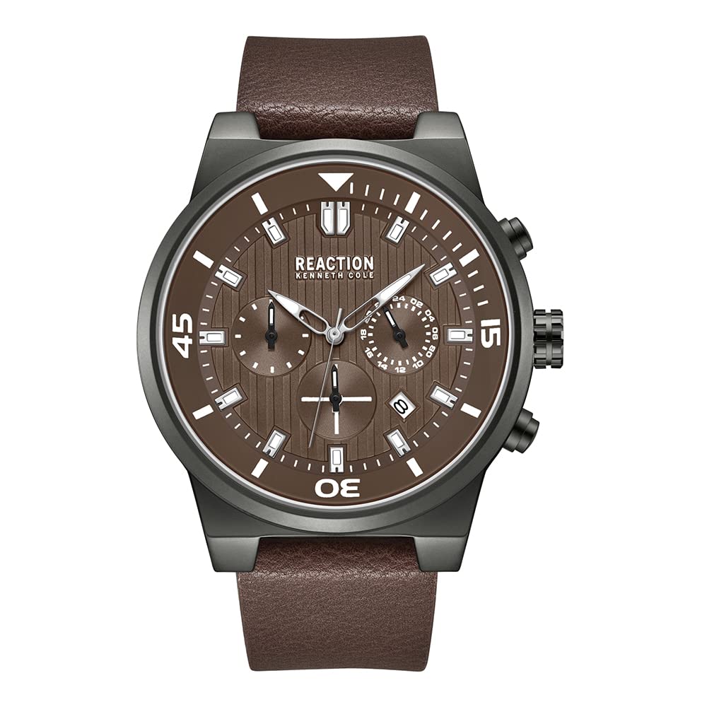 Kenneth Cole Reaction Chronograph Brown Brown Synthetic Leather Strap Casual Watch for Men's - KRWGF2192505