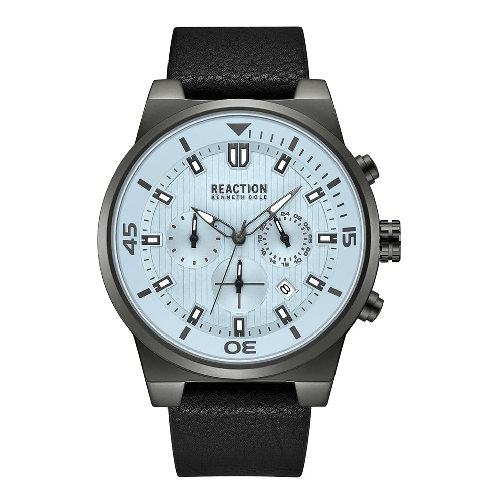 Kenneth Cole Reaction Chronograph Blue Black Synthetic Leather Strap Casual Watch for Men's - KRWGF2192705