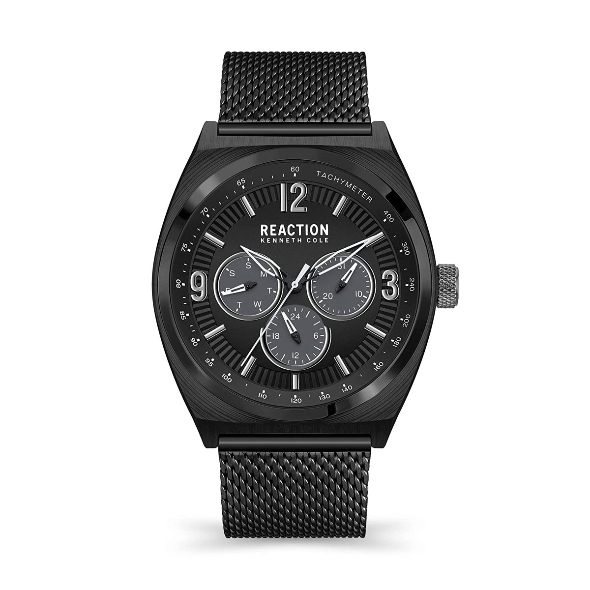 Kenneth Cole Reaction MULTI Men IP Black Stainless Steel Mesh Carl KRWGK2192401