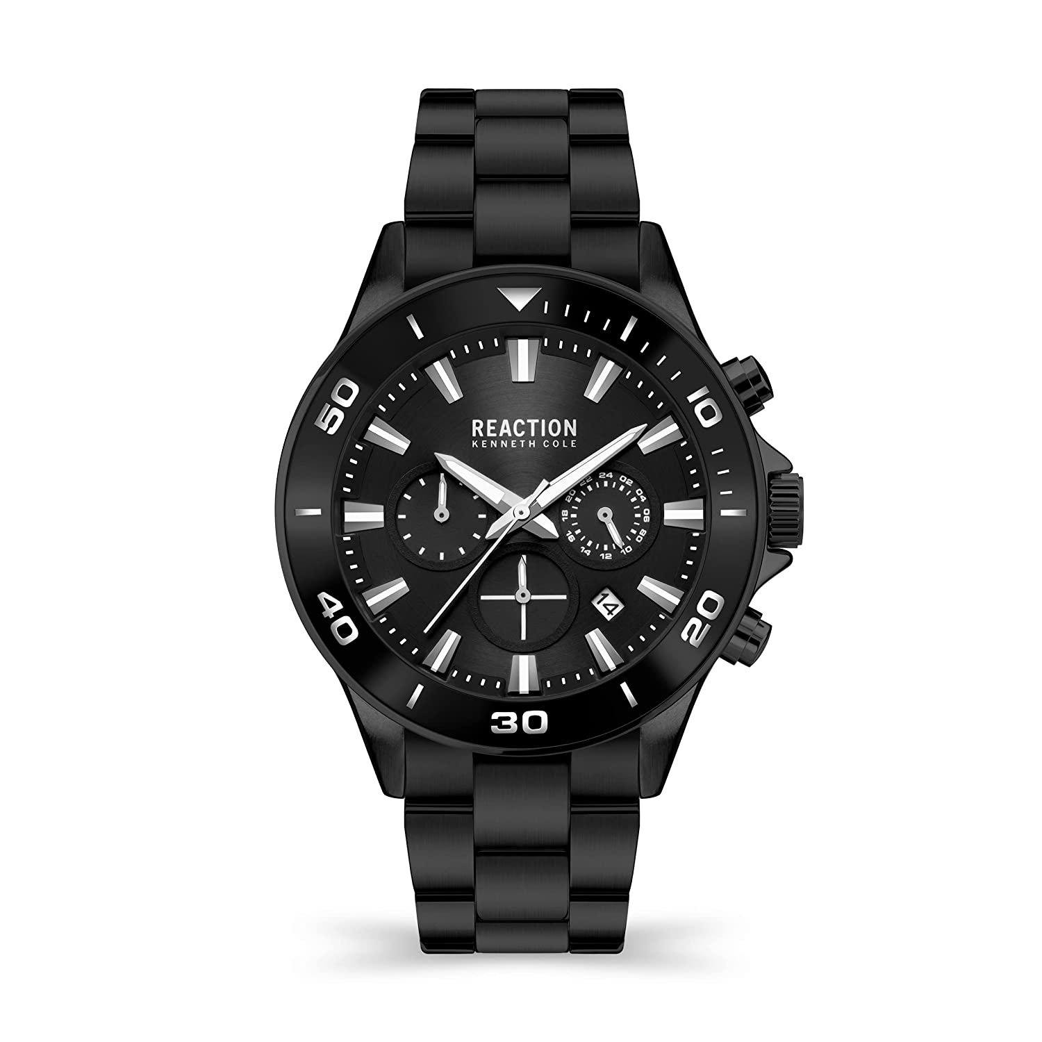 Kenneth Cole Reaction Chrono Men Black Stainless Steel Bracelet Lowe KRWGK2193101