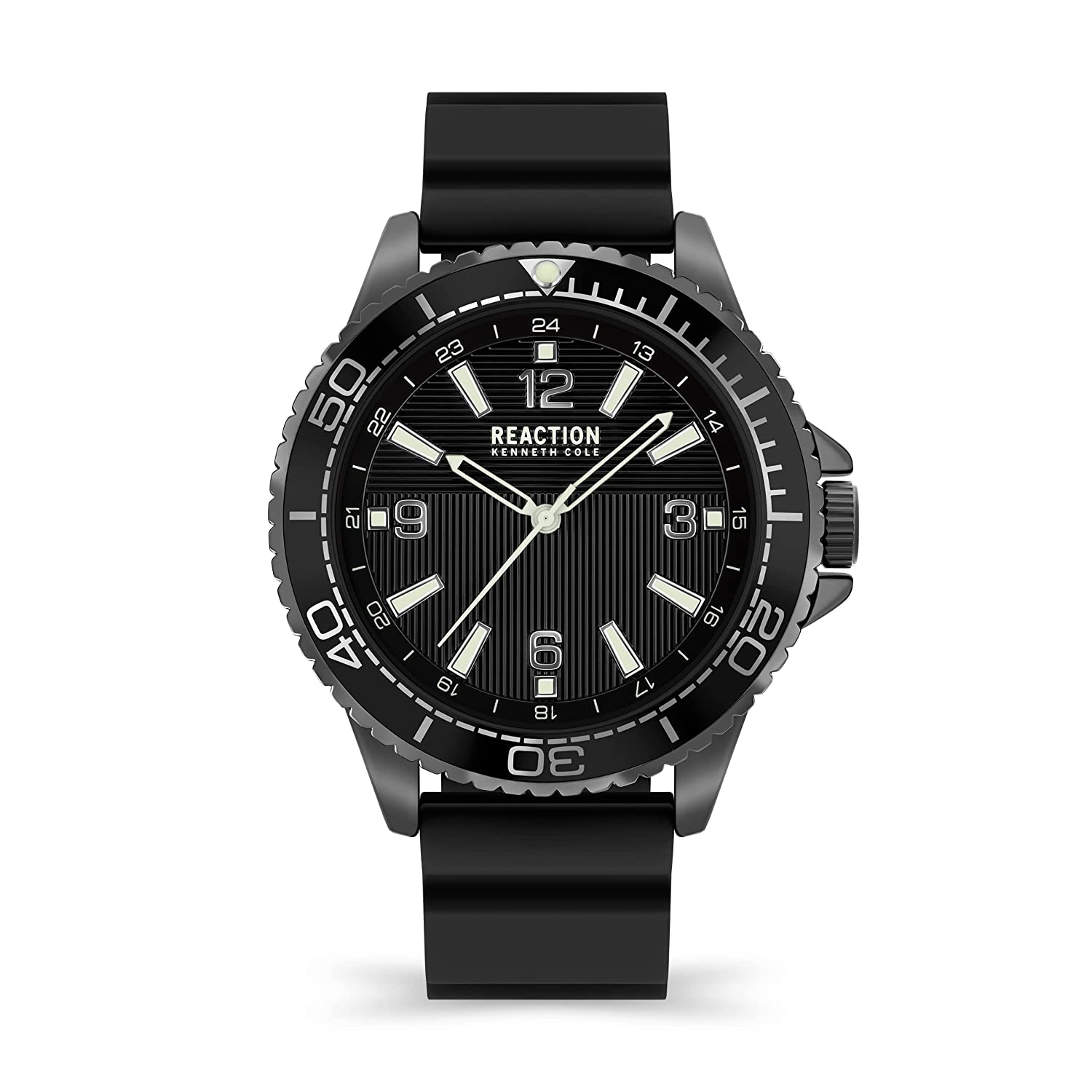 Kenneth Cole Reaction 3 Hands Men Black Dial Black Silicon Strap Jeane KRWGM2193602