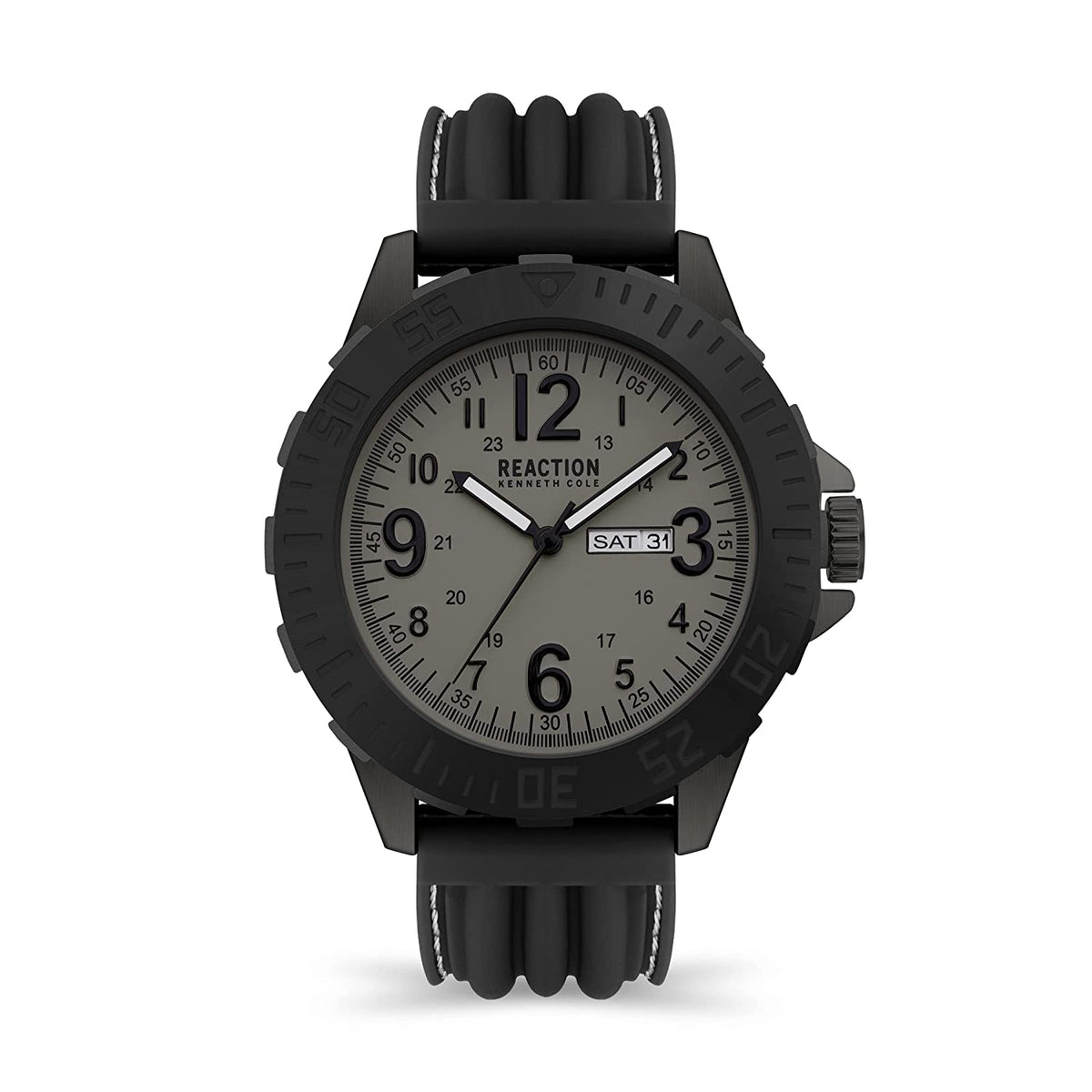 Kenneth Cole Reaction 3 Hands Men Black Silicon StrapBlaine KRWGN2193401