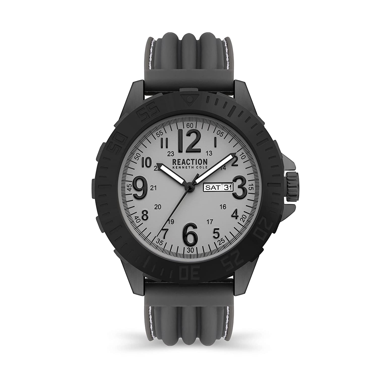 Kenneth Cole Reaction 3 Hands Men Grey Silicon Strap Blaine KRWGN2193402