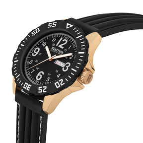 Kenneth Cole Reaction 3 Hands Men Black Silicon Strap Blaine KRWGN2193403