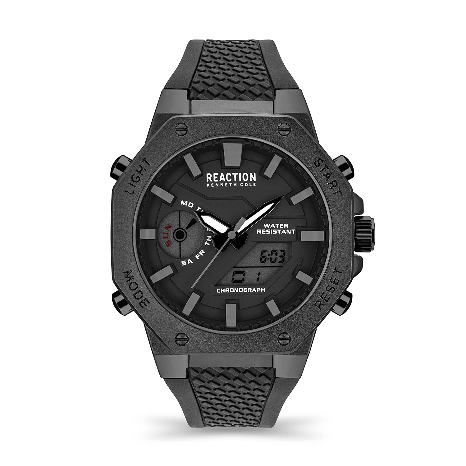 Kenneth Cole Reaction Analog Digital Men Black Silicon Strap Zepp KRWGP2191701