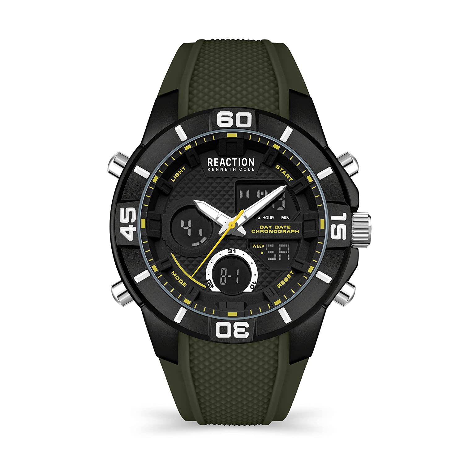 Kenneth Cole Reaction Analog Digital Men GREEN Silicon Strap Jade KRWGP2192101