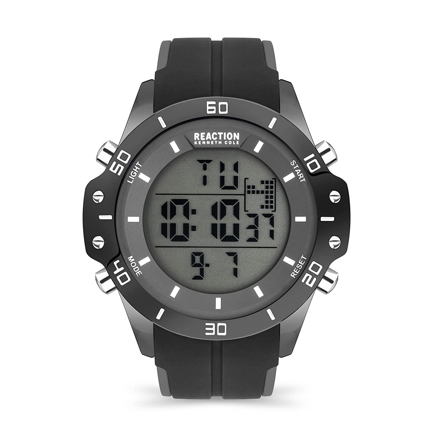Kenneth Cole Reaction Analog Digital Men Black / GRAY Silicon Strap Pete KRWGP2194201