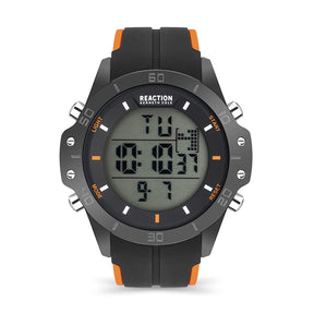 Kenneth Cole Reaction Analog Digital Men Black / ORANGE Silicon Strap Pete KRWGP2194203