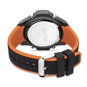 Kenneth Cole Reaction Analog Digital Men Black / ORANGE Silicon Strap Pete KRWGP2194203