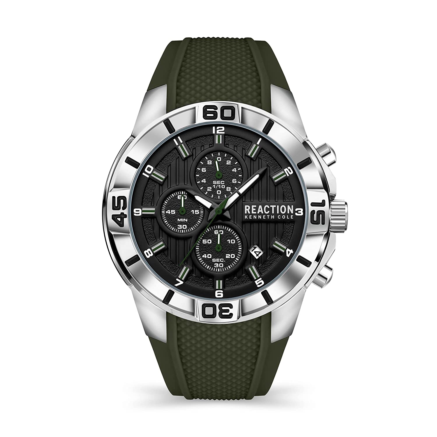 Kenneth Cole Reaction Chrono Men GREEN Silicon Strap Milo KRWGQ2192903